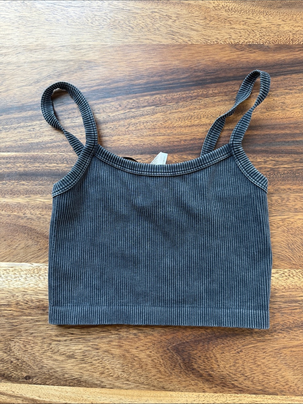 Forever 21 Ribbed Cropped Tank Top - Charcoal Gray